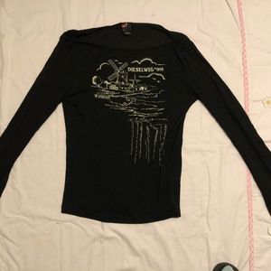 Womens Diesel Rayon LS Shirt Black Size L